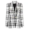Alta Qualidade Estera Esterista Blazer Mulheres Colares Xailes Dupla Breasted Lion Botões Manta Tweed Jacket 211122