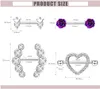 Barbell CZ Heart Shape for Women Girls Tongue Ring Piercing Body Jewelry Nipple Shield Rings Set287y