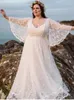 Vestidos de noiva de linha A-line Plus Tamanho de mangas compridas Vestidos de noiva lindos w hite charmos grande para mulheres casamento noiva vestido vestido de novia