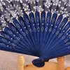 200st bröllop gynnar gåva tryck blomma blå trasa fällbara hand hantverk fan klassisk kinesisk hantverk festgåvor