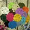 50 pçs / lote feito artesanal de renda de crochê de 5 cm flor colorida crochet mesa placemat coaster vintage esteira almofada para o casamento mat 210817