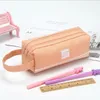 Bärbar penna Väska Dubbelskikt Stationery Organizer Storage Stor kapacitet Durable Pencil Pouch Zipper med kosmetisk väska