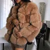 Women Fur Jackets Plus Size Casual Faux Coats Black Red Vintage Long Winter Overcoat Fashion 210524