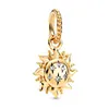 Passend für Pandora Armbänder 20pcs Gold plattiert Sonnenblumenblütenheize Zauberer Perlen Silber Charms Perle für Frauen DIY European Halskette Schmuck