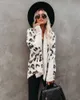 FitShinling Fuzzy Leopar Uzun Hırka Kadın Bohemian Ince Batwing Kollu Aşırı Kazak Karadıklar Kadınlar Için Kış Coat 210922