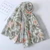 Foulard Hijab en coton froissé, châles floraux, Pashmina musulman, grande taille, tête plissée, longues enveloppes douces, foulards islamiques