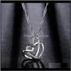 Necklaces & Pendants Drop Delivery 2021 Fashion Jewelry Two Hearts Intertwined Creative Beautiful White Gold Pendant Necklace Clavicle For Wo