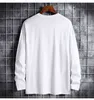 100% algodão outono primavera moda enorme branco preto tshirt manga longa homens casual o t-shirt para homem top t-shirt 220115