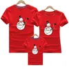 Mor far matchande toppar son dotters jul hjort familj ser kläder kortärmad bomull t-shirt barn baby 210417