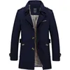 Affärsjacka män Mid Length Windbreaker Vår Höst Casual Bomull Överrock British Style Fashion Trench Outwear Coats 210811