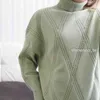 GIGOGOU Maglione a collo alto invernale Donna Maglione a rombi in cashmere Maglione lavorato a maglia color puro Maglione oversize allentato Casual Lady 211109