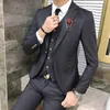 Men Suit 3 Pcs Set Luxury Royal Fashion Boutique Single Button Solid Color Wedding Dress New Slim Business Banquet Formal Dress X0909