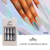 도매 Laer Glitter Coffin Fake Nails Glossy Shiny Long Ballet False Fingernails Tips 30pcs Adhesive Gel Full Cover DIY 네일 아트 살롱 크리스마스 선물