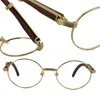 Whole Wood glasses frames 7550178 Round Metal Eyeglasses eyeglass female women silver gold frame C Decoration Eyewear230A