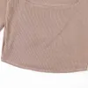 Jesień Kobiety Kwadratowy Kołnierz Knitting Krótki T Shirt Casual Femme O Neck Długi Rękaw Crop Topy T1380 X0628