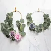 Fleurs décoratives couronnes fausses eucalyptus feuilles de verdure artificielle de tige 10pcs Garland de soie pour le mariage de la ferme par4875942