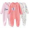 Unisex Baby Romper 2 / 3PCS Длинные рукавы Комбинезоны для рожденного мальчика Девушка Весна от 0 до 12 месяцев Младенческая одежда набор 100% хлопок 210816