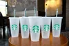 Starbucks 24 oz / 710 ml Diosa de la sirena Vaso de plástico Reutilizable Paja Leche Té Tazas de agua fría DHL gratis