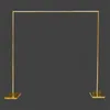 Party Decoration 5pcs/lot Wedding Props Square Metal Arch Shiny Gold Plated Backdrop Stand Stage Rectangular Flower