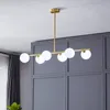 Modern hängande lampa ledd glas boll vardagsrum sovrum kök nordisk lång ljuskrona dekoration hem interiör belysning