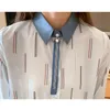 Blusas femininas camisas de mangas compridas camisa de cor faixa de impressão tendência blusa de moda all-match chiffon top 2022 primavera e outono mulheres cl