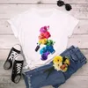 T-shirt da donna in cotone estivo 5XL Plus Size Cute 3D Finger Nail Paint Stampa a colori T-shirt manica corta T-shirt casual O-Collo 210623