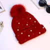 BERETS Mode Perle Pelz Pom Winter Warme gestrickte Hüte Mütze für Frauen Mädchen Skullies Beanie Hut Femme Cap Gorras Invierno Casual