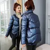 Aelegantmis Couleur vive Épais Chaud Parka Manteau Femmes Hiver Coréen Lâche Mode Argent Noir Manteaux Veste Col Montant 210607