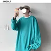 Höst Koreanska Mäns T-shirt Casual Långärmad 100% Bomull Soft O-Neck Basic Black Vit Gul Oversize Tee Shirts 5XL 210716