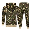 Camo Men Tracksuit Hooded Outerwear Hoodie Set Mens Autumn Winter 2 Pieces Hooded Jacket+Pants Male Casual Tracksuits Sportswear Y0831