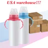 almacén local!! sublimación 8oz sippy cup biberón vaso recto taza de acero inoxidable para niños taza de viaje de doble pared