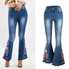 LOGAMI Ricamo Jeans Donna Skinny Flare Pants Denim Ladies Casual 211129