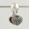 Katı 925 Ayar Gümüş Kalbimin Parçası Anne Kızı Dangle Boncuk Kırmızı Emaye ile Avrupa Pandora Charm Bilezik Uyar