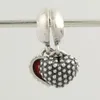 Solid 925 Sterling Silver Piece of My Heart Mother & Daughter Dangle Bead with Red Enamel Fits European Pandora Charm Bracelet