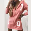 Frauen Zipper Print Sweatshirts Mit Kapuze Asymmetrische Pullover Sport Buchstaben Hoodie Unregelmäßigen Saum Casual Sport Hoodie X0721