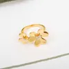 2022 Topp Pure 925 Sterling Silver Jewelry for Women Gold Color Flower Rings Manschett Justerbart bröllop smycken lyxmärke
