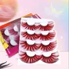 25mm Colorful 3D Eyelashes 4 Pairs of Natural Multi-layer Curled 5D Faux Mink False Eyelashes