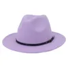 Cor sólida larga borda simples lã de feltro fedora chapéu novo igreja top jazz chapéu homens mulheres vestido de lã casamento chapéu