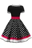 Women Cocktail Dresses Plus Size Dots Print Retro Vintage Casual Party Rockabilly Belted Dress Vestidos Femininos FS3876