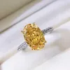 Cluster Rings Solid 925 Sterling Silver 812mm Broken Oval Created Moissanite Diamond Citrine Ring for Women Engagement Fine Jewel1030275