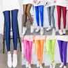 Женщины сплошные цветные брюки леггинсы большая эластичность случайные брюки для девушки