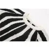 Vintage casual zebra print trui vrouwen lange mouw gebreide trui o hals tops herfst winter mode gebreide vrouwelijke 210515