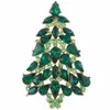 Tulipano Albero di Natale Spilla con gocciolina Spilla con ciondolo Spille in cristallo austriaco verde per regalo di gioielli per feste da donna