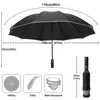 Parapluie automatique coupe-vent portable grande bande réfléchissante pluie 3 fois 10 côtes hommes affaires mâle cadeau parasol 210626