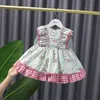 Summer Children Spanish Floral Dress Lolita Princess Dresses Baby Vintage Plaid Ball Gown Infant 1st Birthday Party Clothes 210615