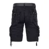 Letnie męskie Kombinezony Proste Duży Rozmiar Wash Back Casual Shorts Multi-Pocket Luźne Pięciopniowe spodnie 210714