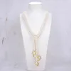 Guaiguai Jewelry 3 Strands Naturalne kulturalne białe ryż Pearl Pearl Lariat Long Sweater łańcuch Naszyjnik ręcznie dla kobiet prawdziwy klejnot2524864