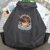 Japanse anime draak bedrukt man sweatshirt losse lange mouw hoody pocket lange mouw oversized hiphop heren streetwear hoodie H1227