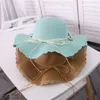 straw hats for kids Girls summer woven ribbon flower sun hat fisherman parent-child sunscreen beach Fashion small and fresh