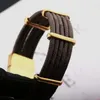Europe America Fashion Lady Women Prints Round Five Deck Leather Bracelet Bangle Magnetic Clasps Engraved V Letter Flower Hardware